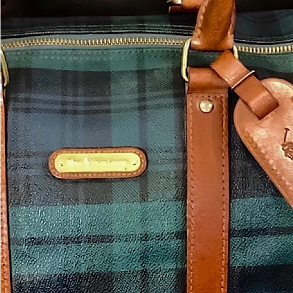 RALPH LAUREN Black Watch Plaid Boston Weekend Travel Duffle Doctors Bag 40cm - Picture 15 of 17